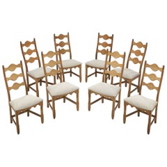 Set of Eight "Razorblade" Chairs by Henning Kjærnulf, Denmark 1960s