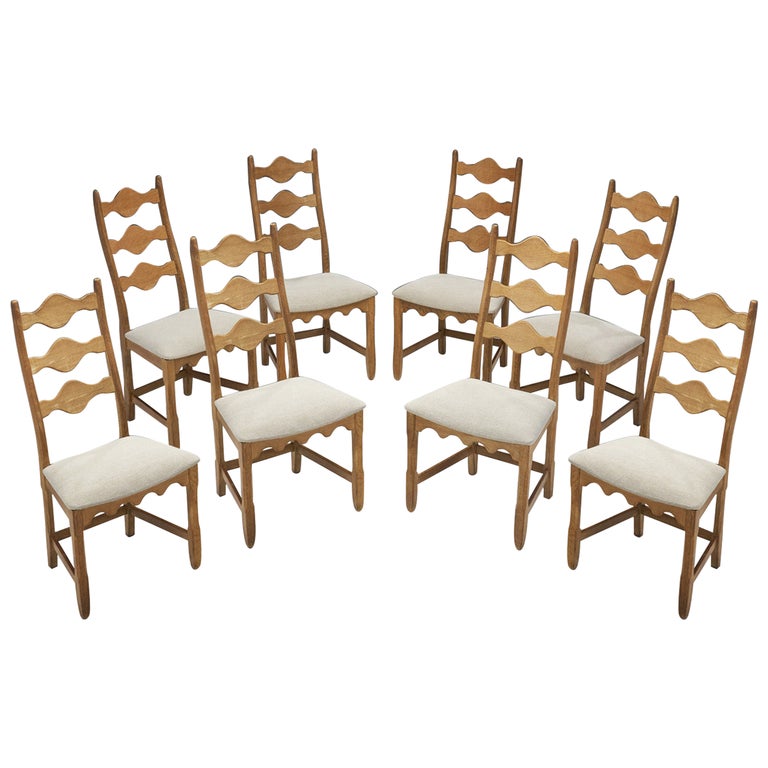 Set of Eight "Razorblade" Chairs by Henning Kjærnulf, Denmark 1960s