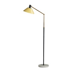 Stilux Milano, Adjustable Floor Lamp, Brass, Metal, Marble, Italy, 1950s