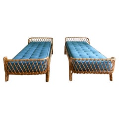 Vintage Bamboo Day Beds, Set of 2