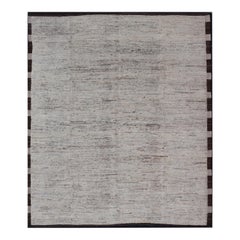 Modern Rug in Distressed Moroccan Style with Off White, Neutral Cream & Brown