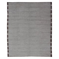   Moderner handgeknüpfter Teppich in massivem Design mit weißen / cremefarbenen Farbtönen