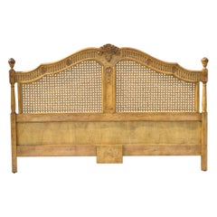 French Country Provincial Style Cane Panel King Size Bed Headboard attr. Karges