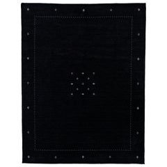  Modern Gabbeh Style Black  Handmade MInimalist Wool Rug