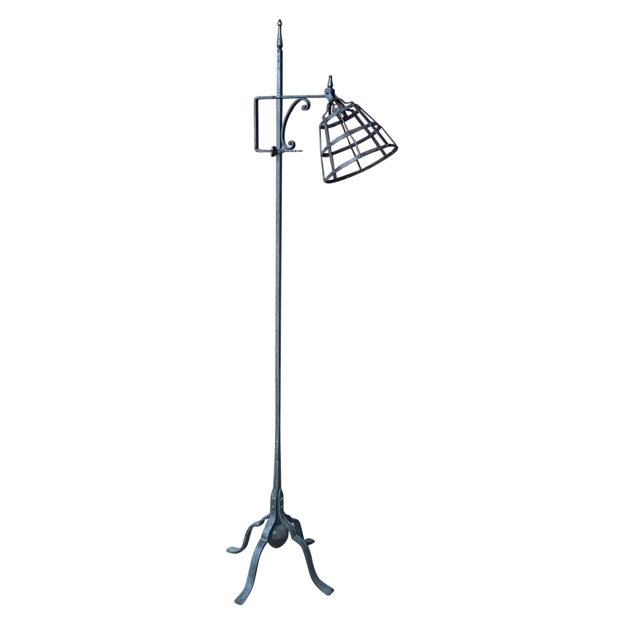 Arts & Crafts Wrought Iron Standard Lamp For Sale