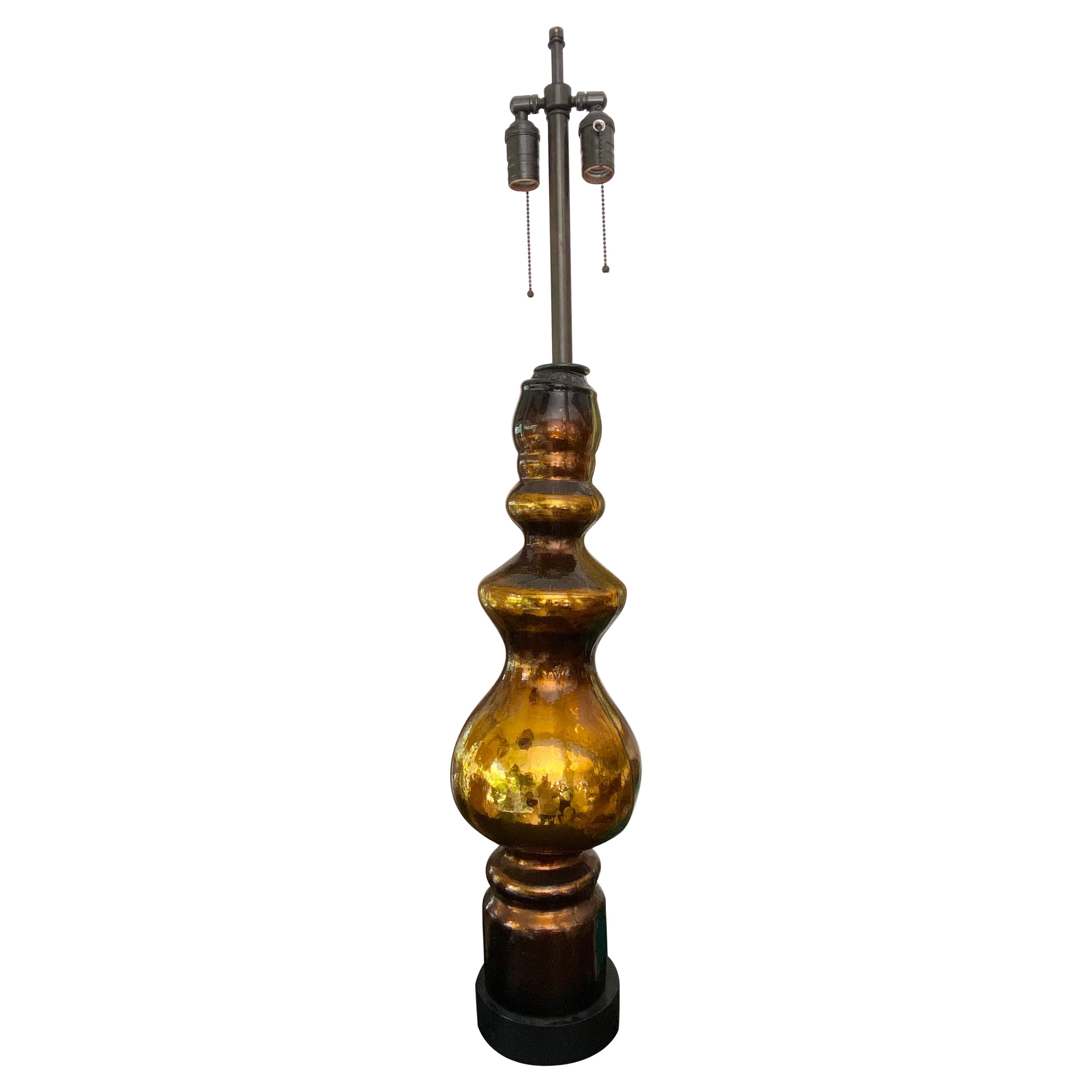 Tall Amber Mercury Glass Lamp For Sale