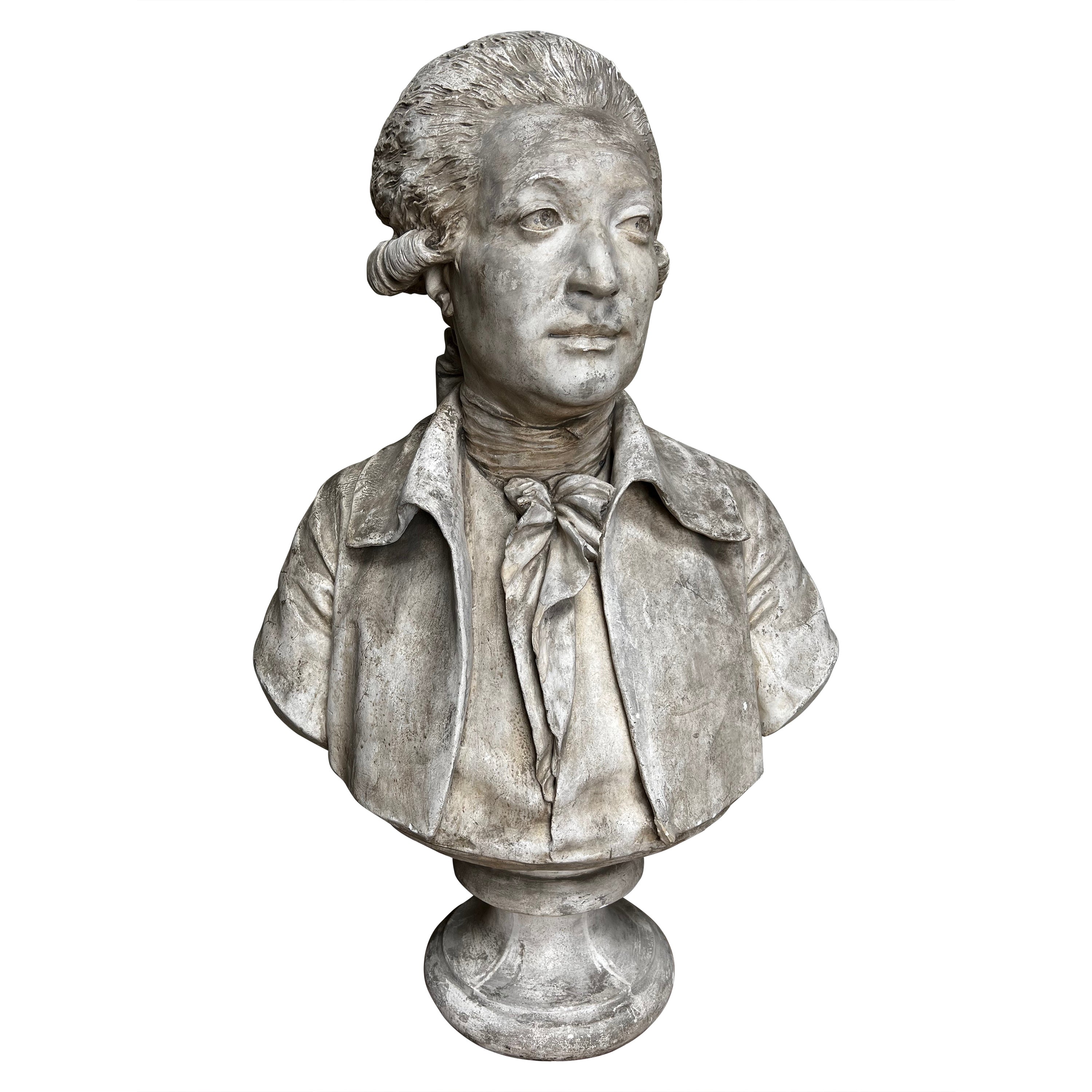 18th Century French Louis XVI Plaster Bust Portrait of Nicolas de Condorcet For Sale