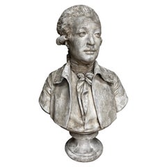 18th Century French Louis XVI Plaster Bust Portrait of Nicolas de Condorcet