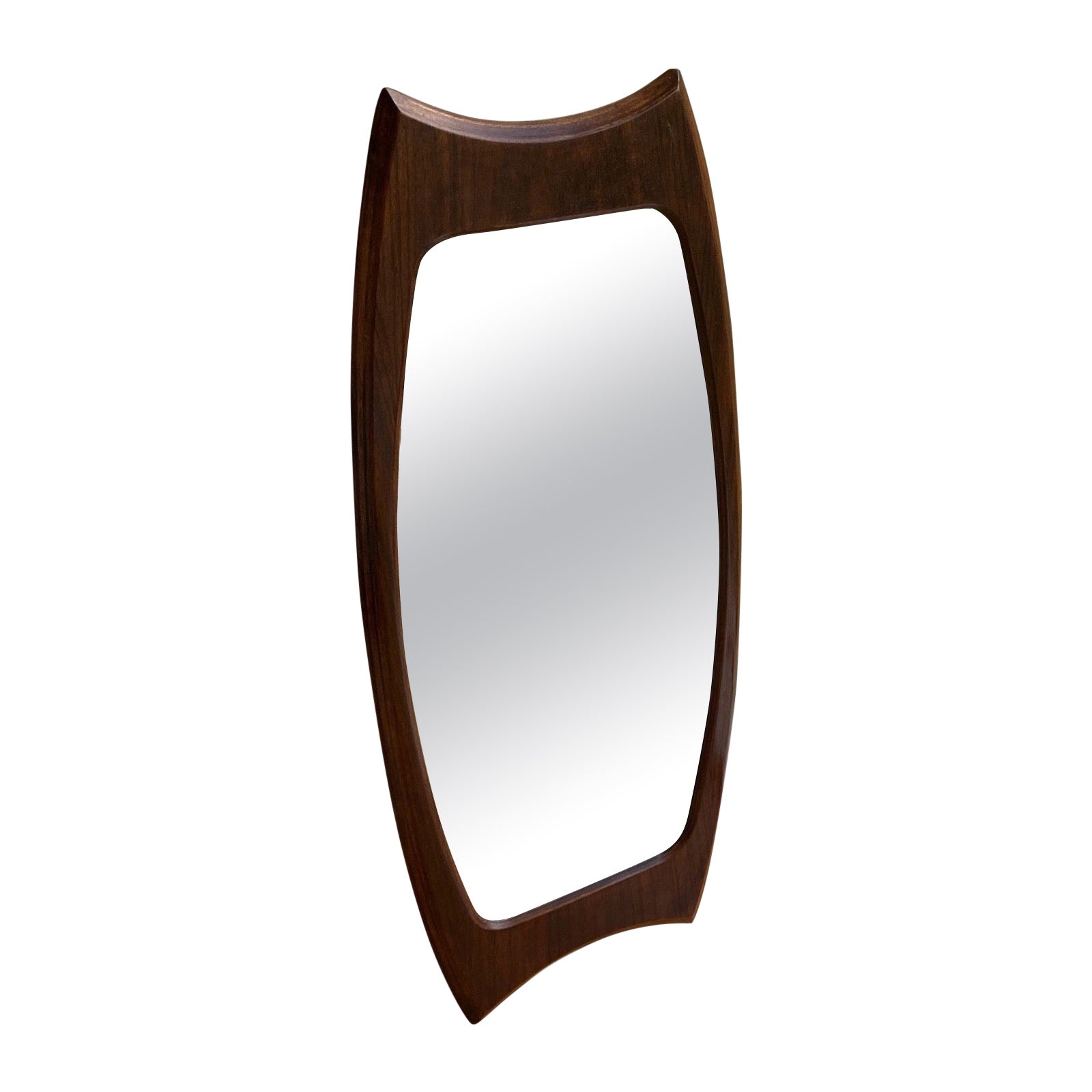 Mid-Century Italian Vertical Teak Wall Mirror by Franco Campo and Carlo Graffi For Sale