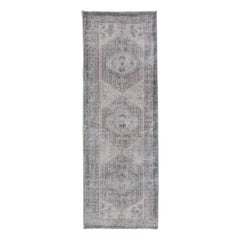 Retro Persian Heriz Distressed Rug with Muted Colors & Medallion Design