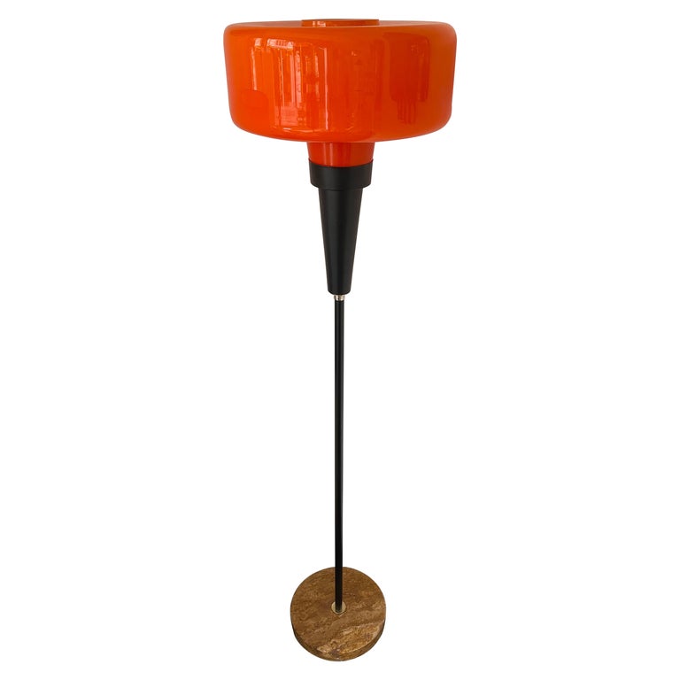 MidCentury Modern Floor Lamp Orange Murano Glass glass by Vistosi