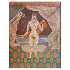 David Sharpe 1980 Pastel 'Woman Drying Herself'