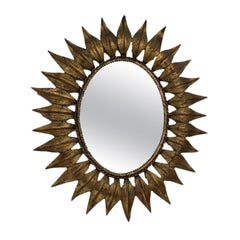 Antique Gilded Iron Oval Mirror