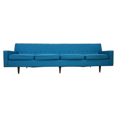 Vintage Mid-Century Modern Turquoise Lawson 4 Cushion Sofa Attr Milo Baughman James Inc.