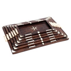 Set of Six Nesting Bone Inlaid Rosewood Trays
