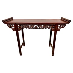 Antique Chinese Carved Console Altar Table with Dragons