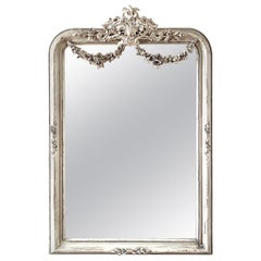 Painted French Style Mirror with Rose Swags