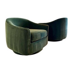 Swivel Club Chairs aus Mohair in Smaragdgrün