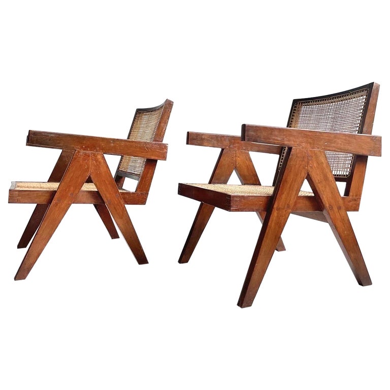 Set of 2 Pierre Jeanneret Easy Lounge Chairs For Sale at 1stDibs