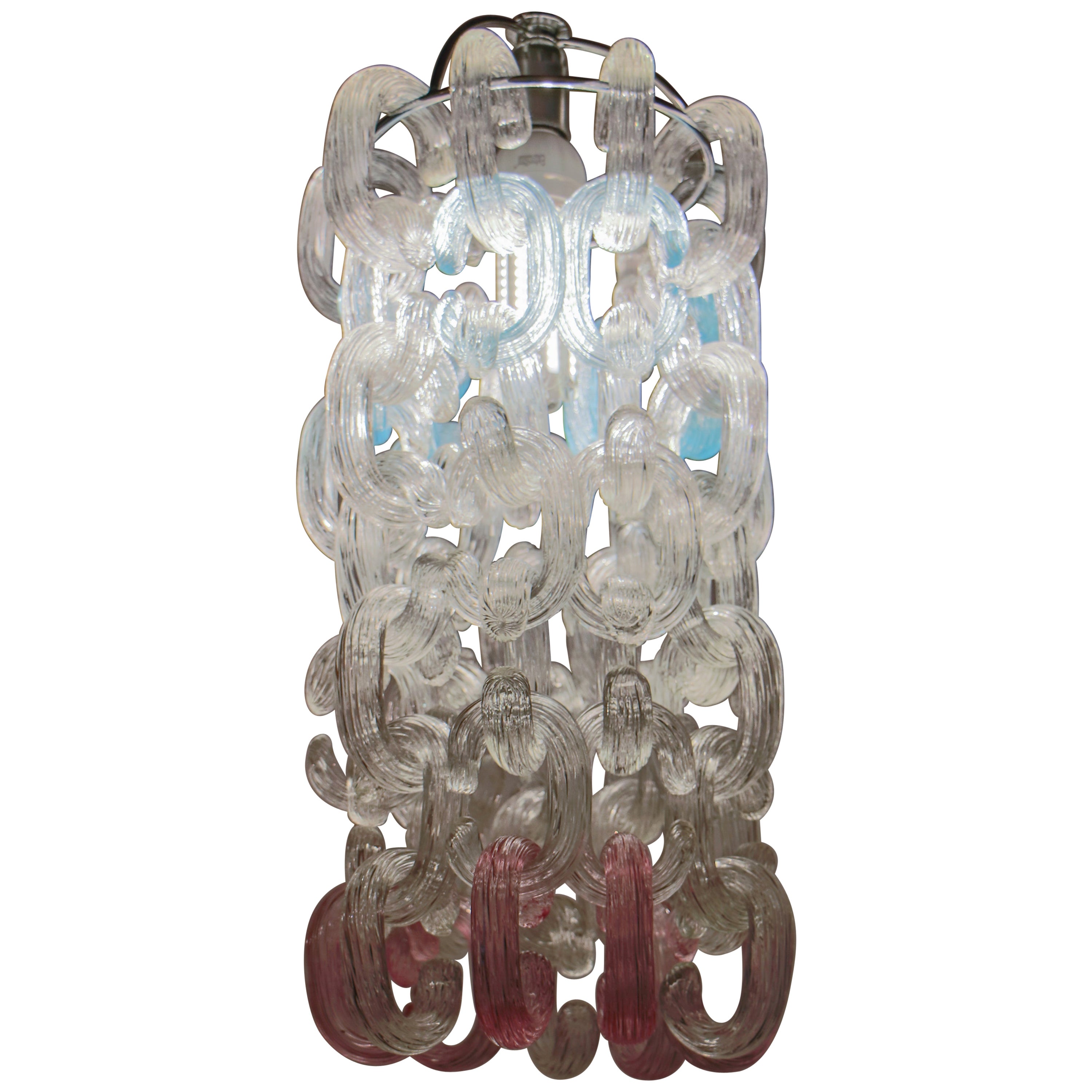 Italian Mid-Century Chandelier by Fratelli Toso in Murano Glass Catene, 1970s