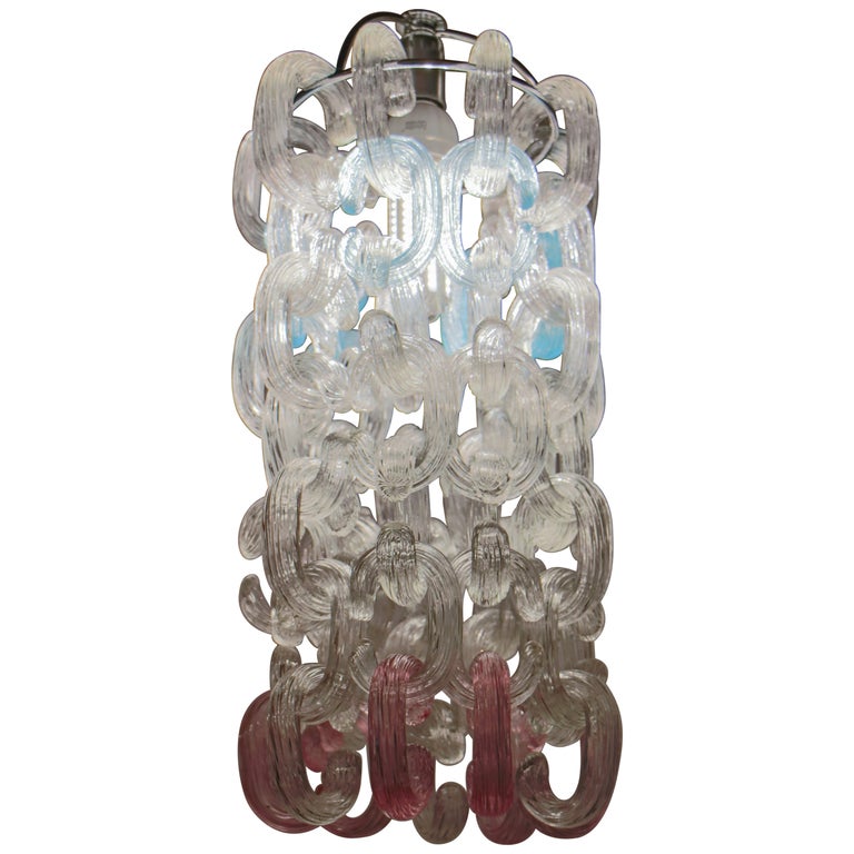 Italian Mid-Century Chandelier by Fratelli Toso in Murano Glass Catene, 1970s For Sale