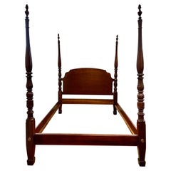 Carved Four Poster Mahogany Queen Size Rice Bed Ethan Allen