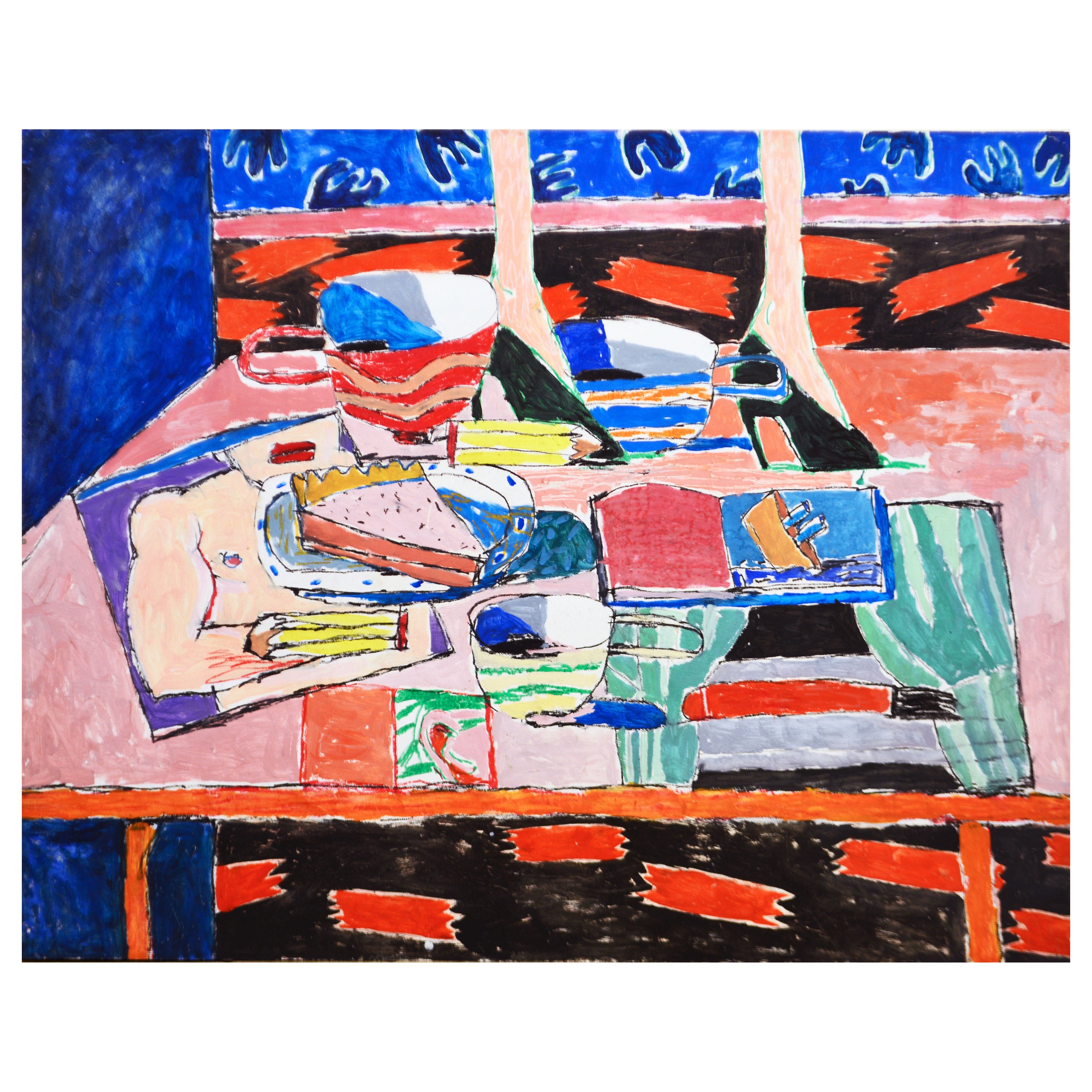 Peinture d'inspiration fauve Matisse, bureau de l'artiste, avec une narration artistique