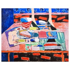 Vintage Fauve Matisse Inspired Painting, TheArtist's Desk, with Catching Artsy Narrative