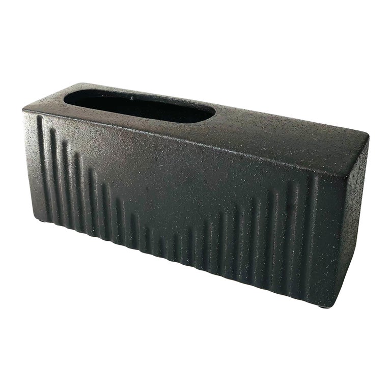 Rectangular Vintage Ikebana Pottery Vase For Sale at 1stDibs