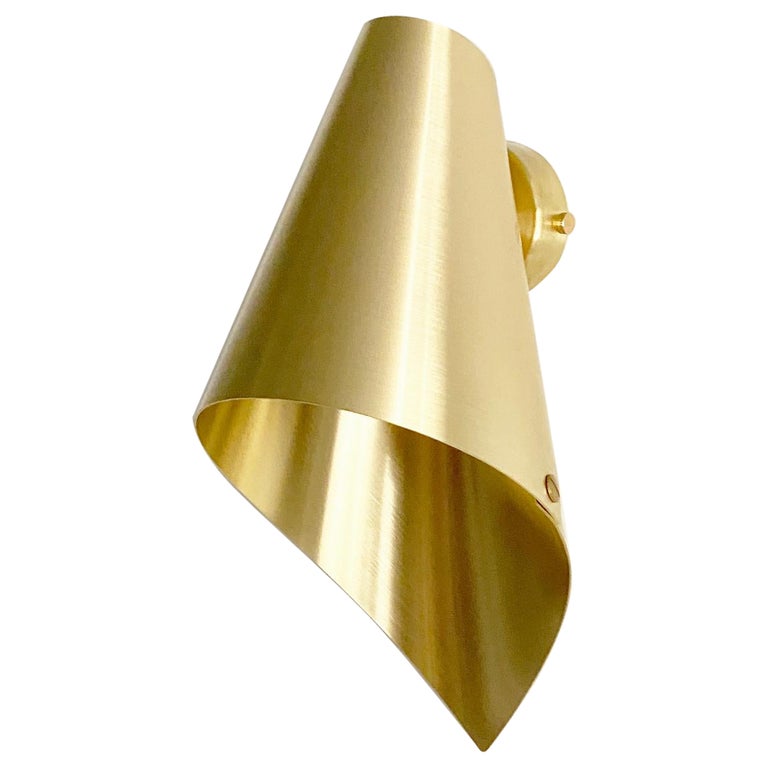 ARC Asymmetric Wall Light in Brushed Brass Made in Britain For Sale at