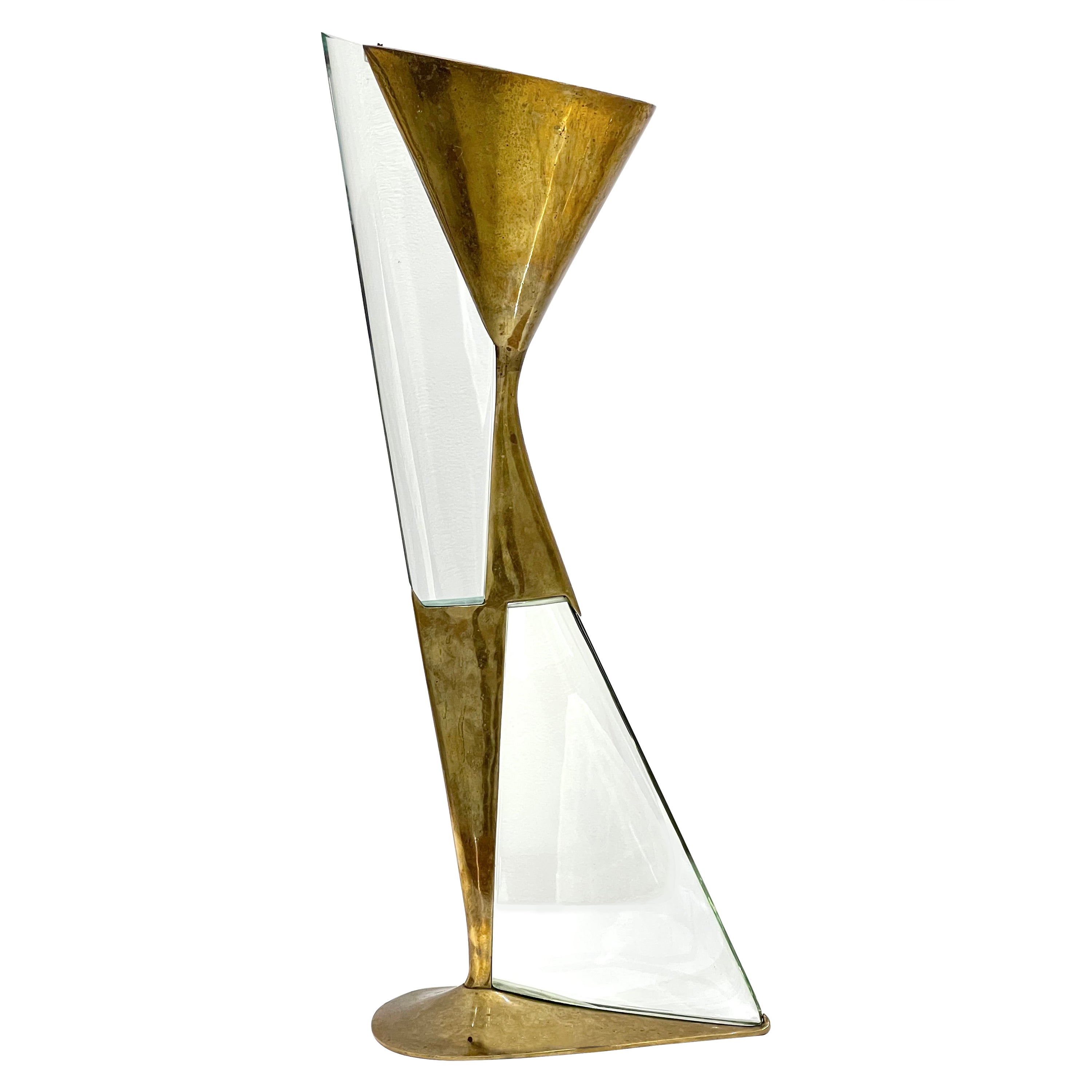 Max Ingrand Brass and Glass Lamp For Sale