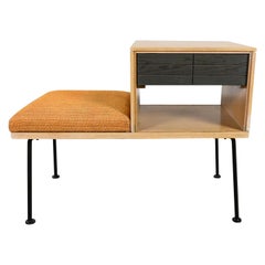 Antique Mid-Century Modern Mengel Limed & Cerused Oak Telephone Bench by Raymond Lowey