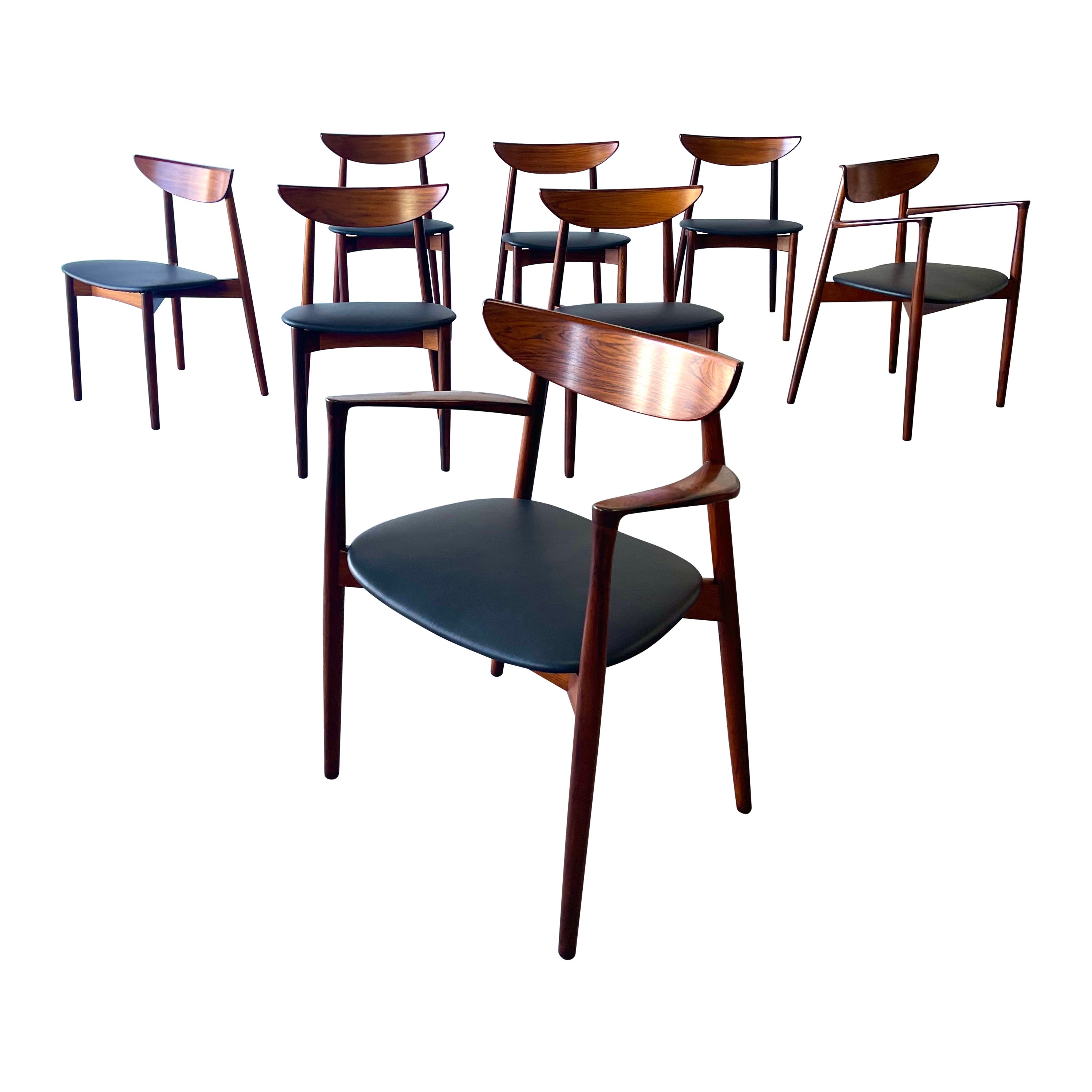 Set of 8 Danish Mid-Century Modern Ostergaard for Moreddi Rosewood Dining Chairs
