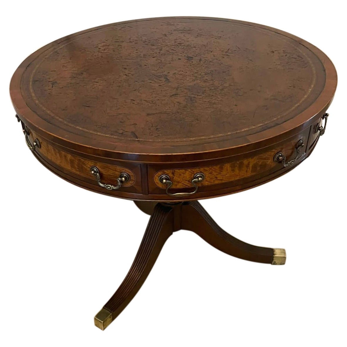 Antique Quality Mahogany Small Drum Table For Sale