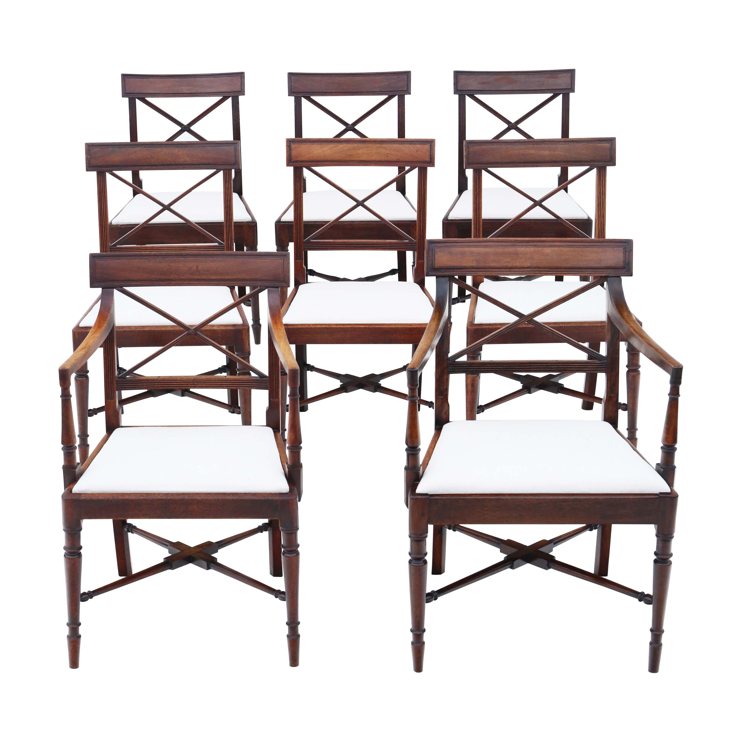 Antique Quality Matched Set of 8 '6 Plus 2' 19th Century Mahogany Dining Chairs