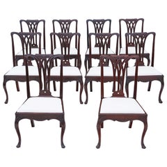 Antique Fine Quality Set of 10 18th Century Carved Mahogany Dining Chairs