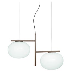 Lampe à suspension Mariana Pellegrino Soto à double bras en bronze «Alba » par Oluce