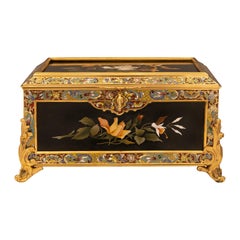 French 19th Century Belle Époque Period Pietra Dura Marble and Cloisonné Box