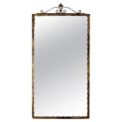 French Neoclassical Wall Mirror in Gilt Wrought Iron 