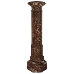 Antique Italian 19th Century Rosso Levanto Marble Pedestal Column