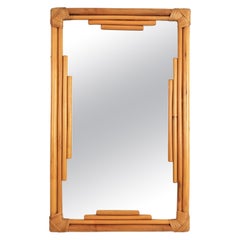 Bamboo Rattan Large Rectangular Wall Mirror