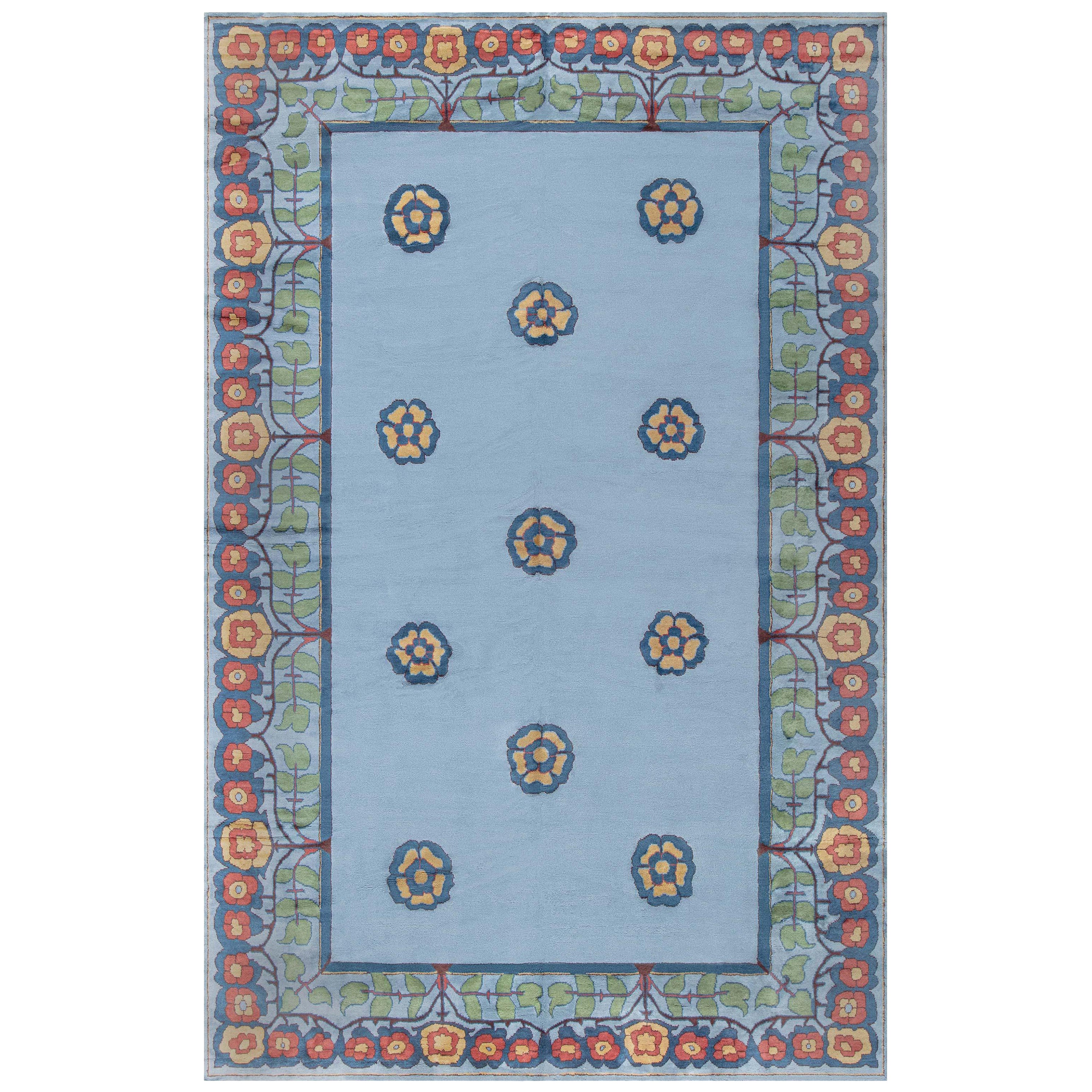 Arts and Crafts Style Green Handmade Wool Rug by Doris Leslie Blau For