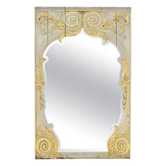 Antique miroir Trumeau français rococo de style Louis XV en or doré et peint en crème de 85 pouces