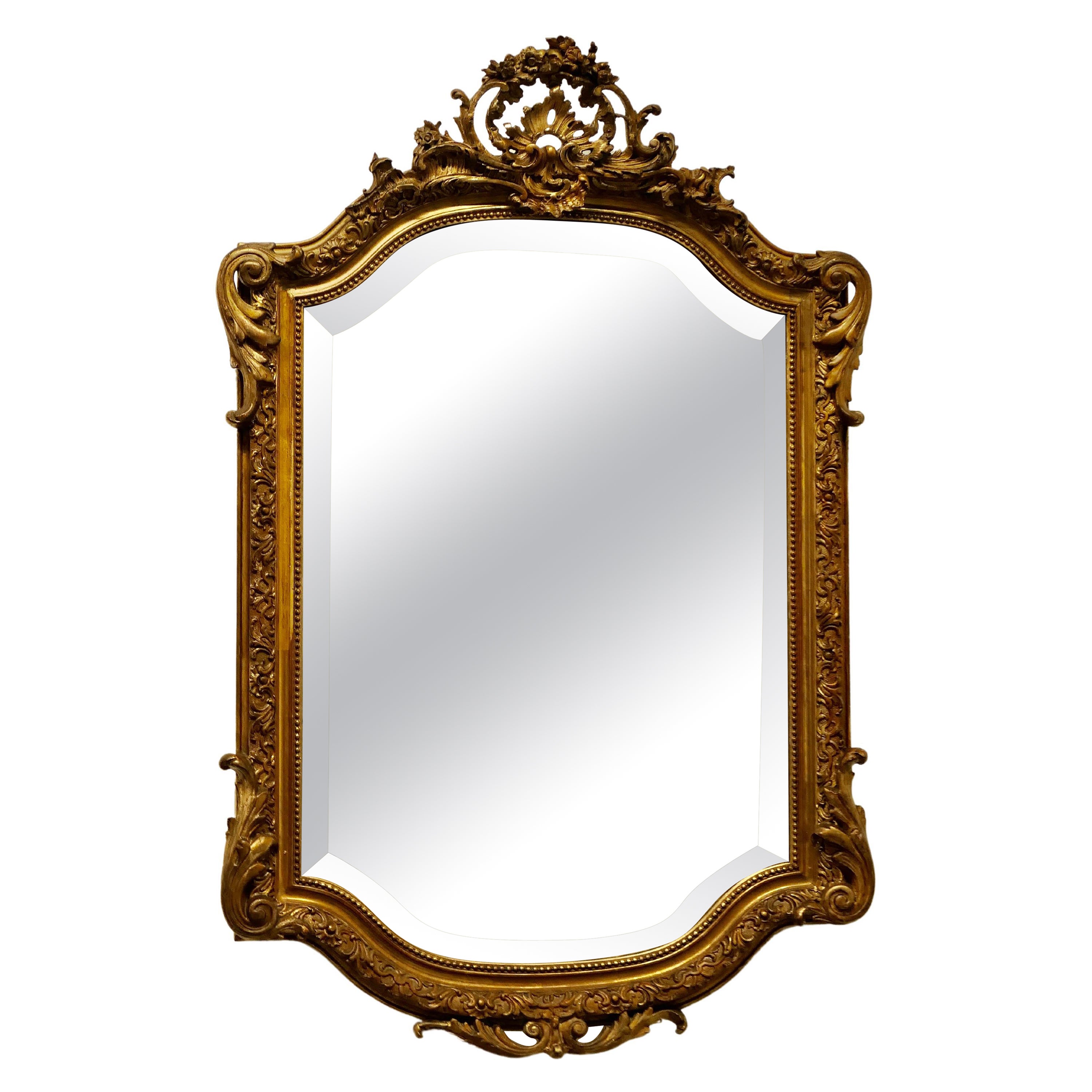 Superbe miroir de pilier doré français du 19ème siècle