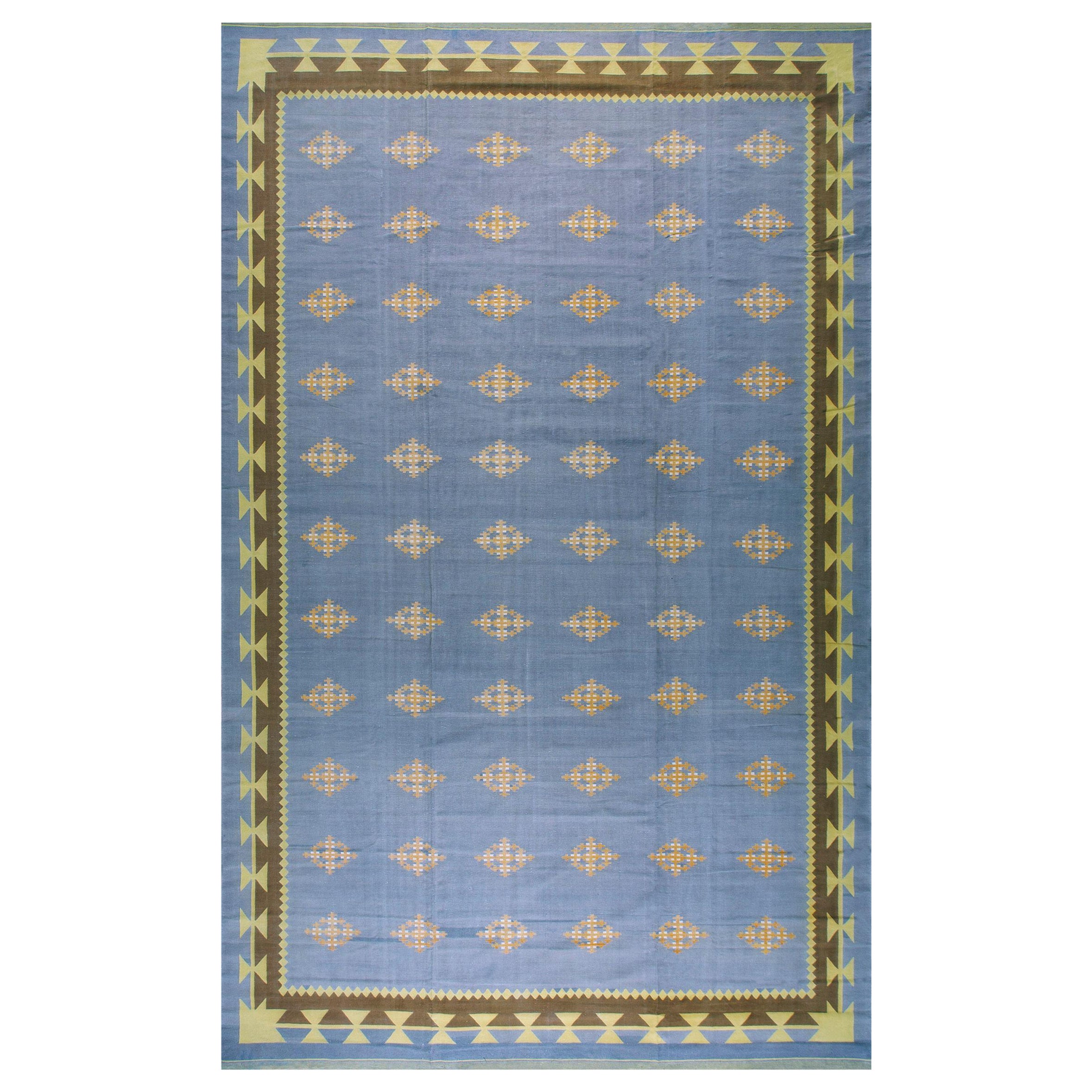 Tapis indien en coton Dhurrie des années 1930 ( 9'7'' x 15'7'' - 292  x 475 ) 