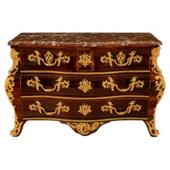 French Mid-18th Century Régence Period Rosewood, Ormolu and Marble Commode