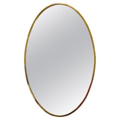 Oval Brass Wall Mirror, Italy 1950s