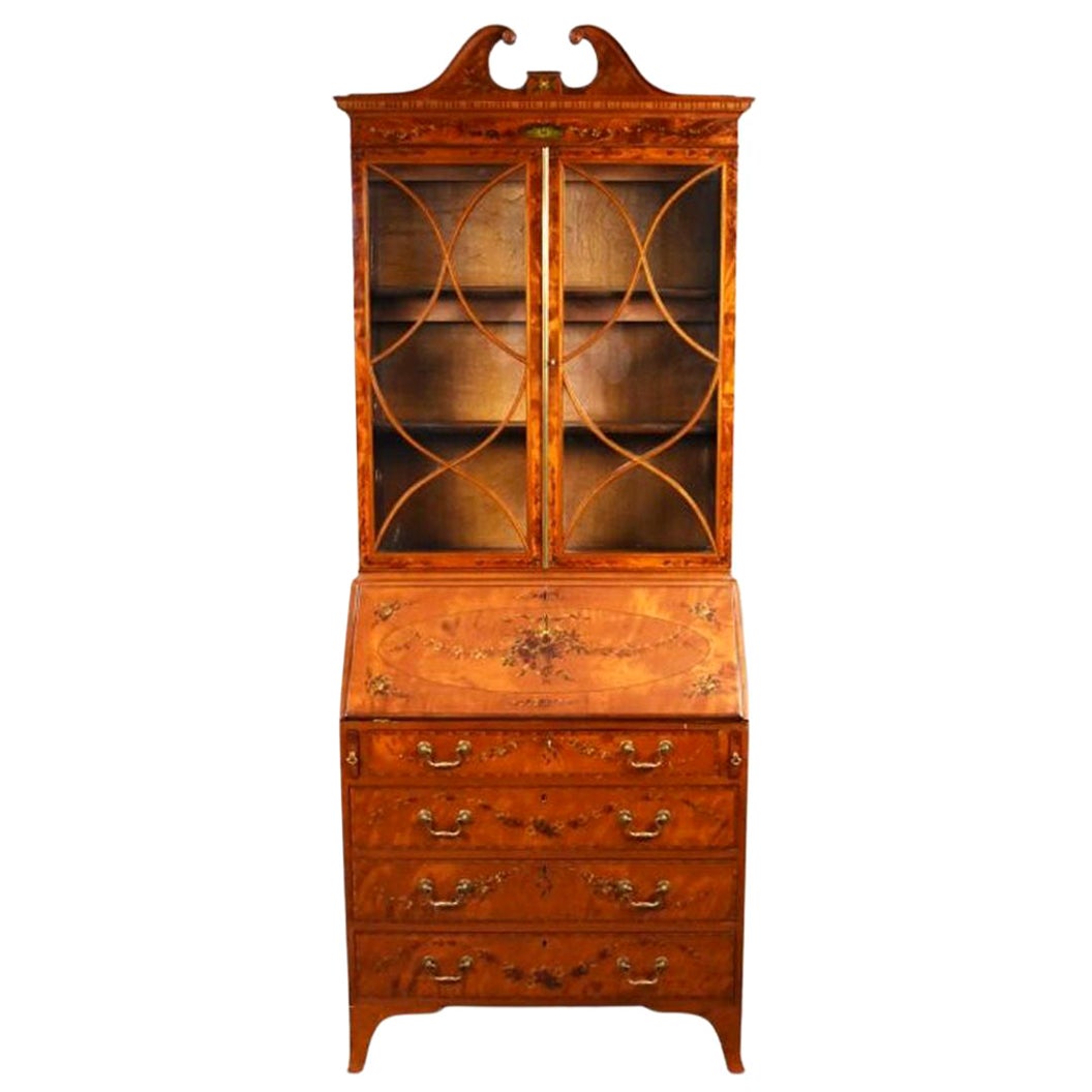 Large Edwardian Satinwood Display Bookcase at 1stDibs
