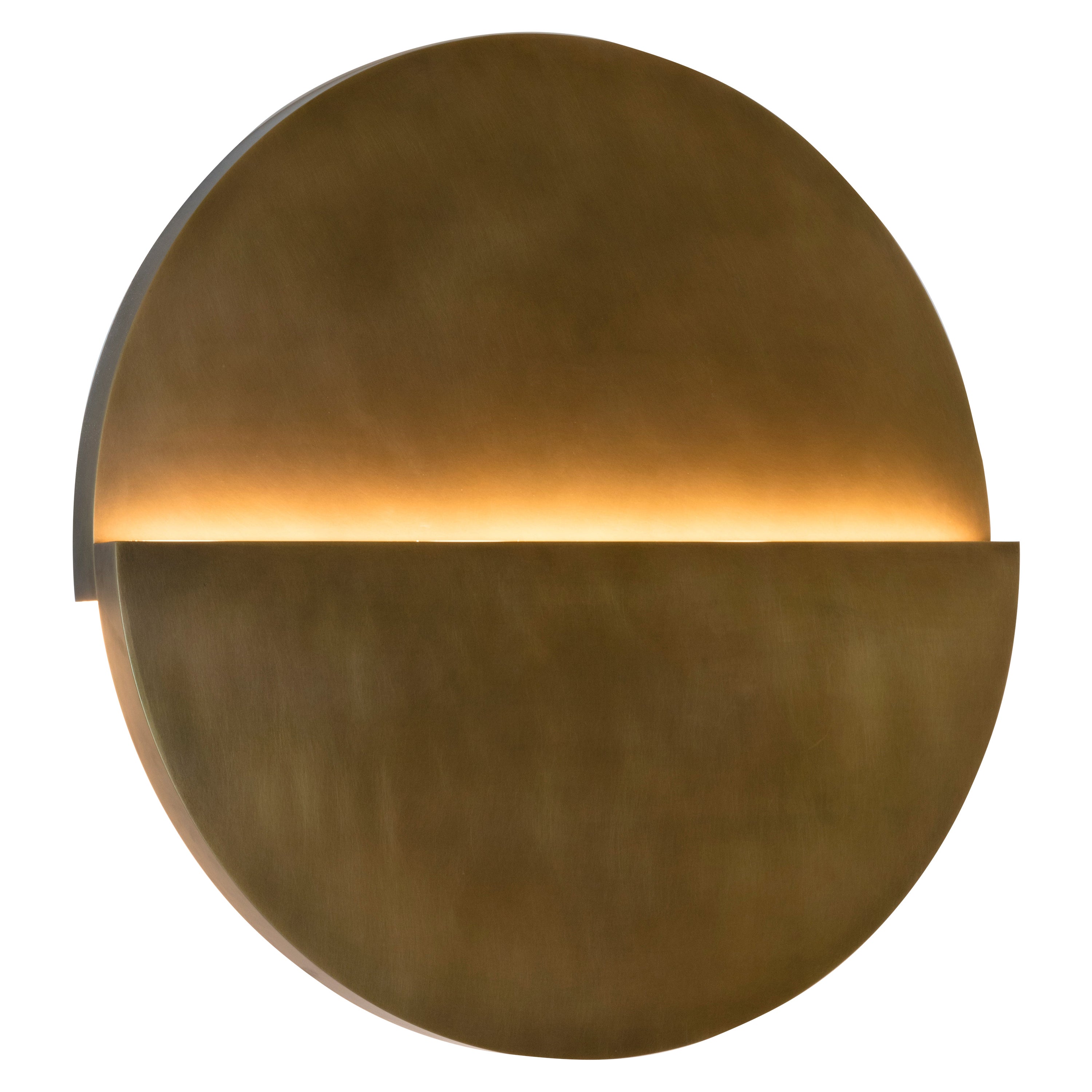 Large Circle Sconce in Antique Brass For Sale