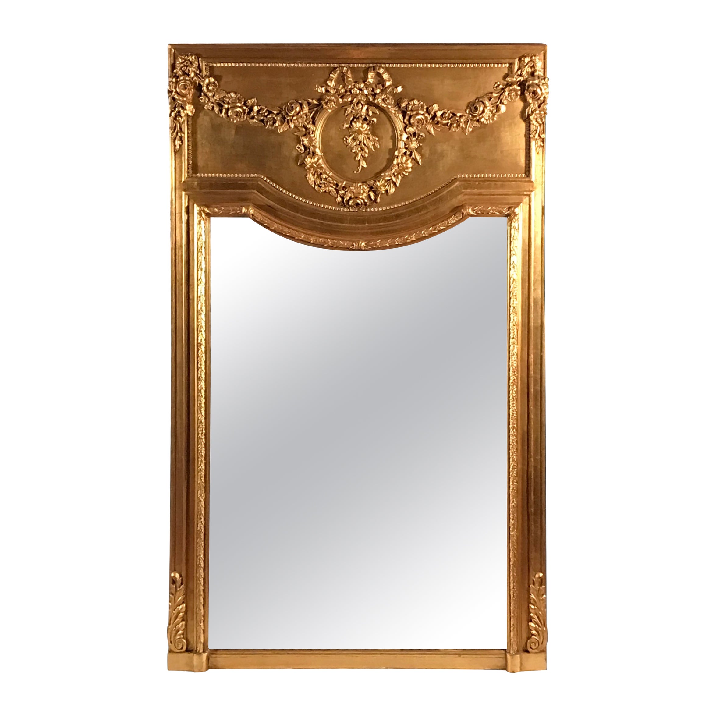 French Louis XVI Style Trumeau Mirror, 19th Century For Sale